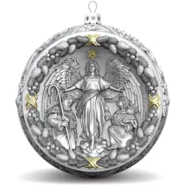 Set of 2 silver Christmas tree balls "Orthodox and the Appearance of an angel"